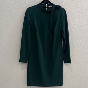 Calvin Klein Forest Green Long-Sleeve Bow-Neck Shift Dress